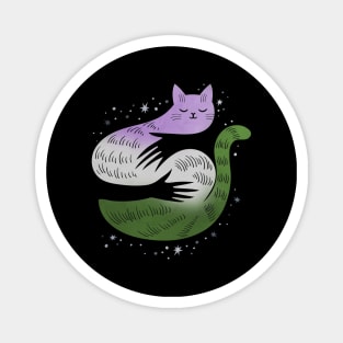 Genderqueer Cat Hug LGBT Pride Flag Magnet